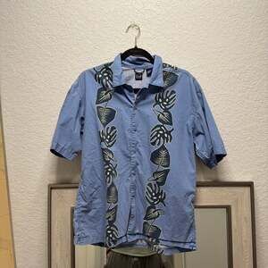 Vintage GAP 100% Cotton Short Sleeve Monstera Leaf Print Hawaiian Camp Shirt XXL